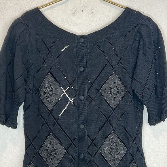 NWT LoveShackFancy KATARA KNIT BLACK MINI DRESS Large - Picture 7 of 16